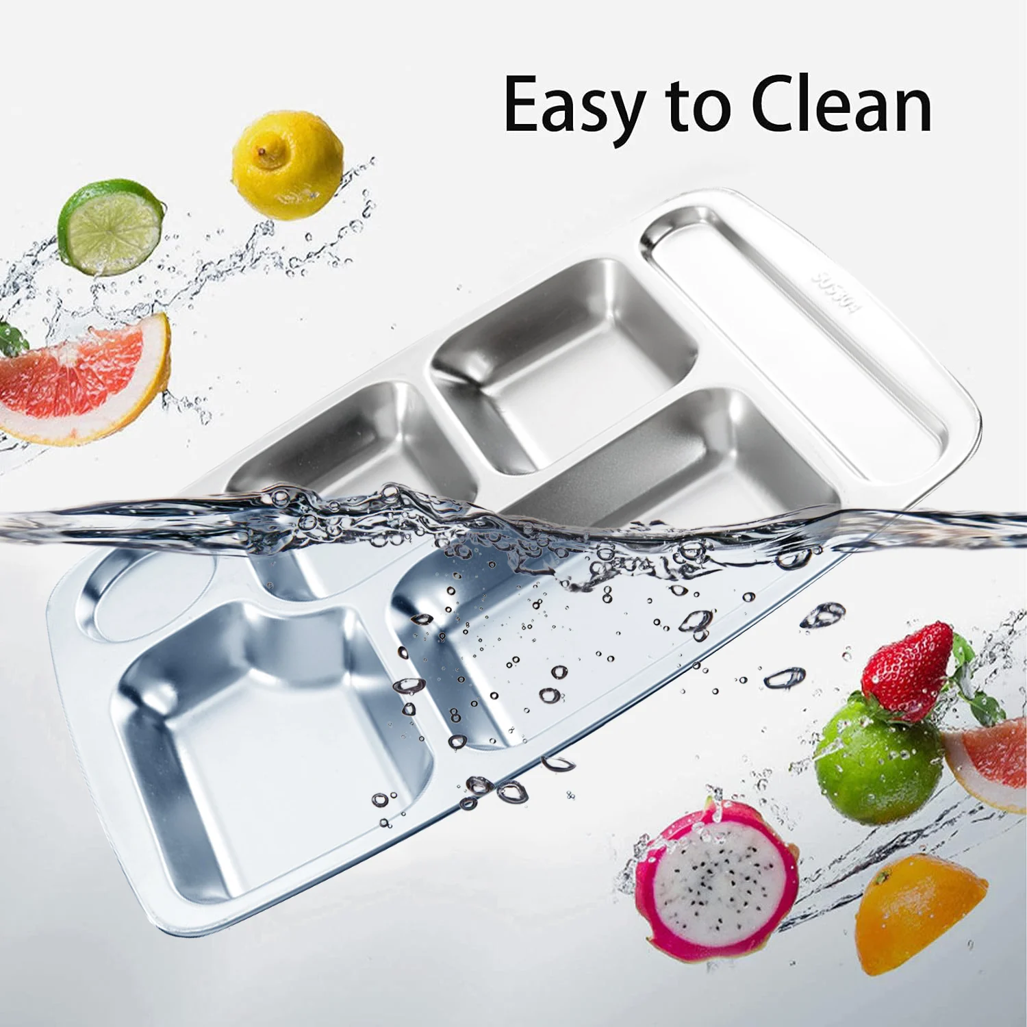 YITIAN  Five Compartments School Lunch Box Fast Food Food Grade Stainless Steel Serving Divided Snack Dinner Plate Tray With Lid