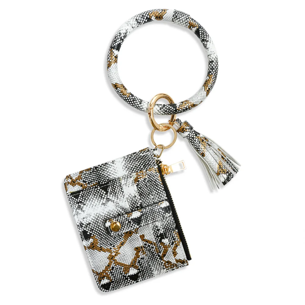 Hotsale Wrist key ring PU card wallet Zipper wallet bracelet key ring