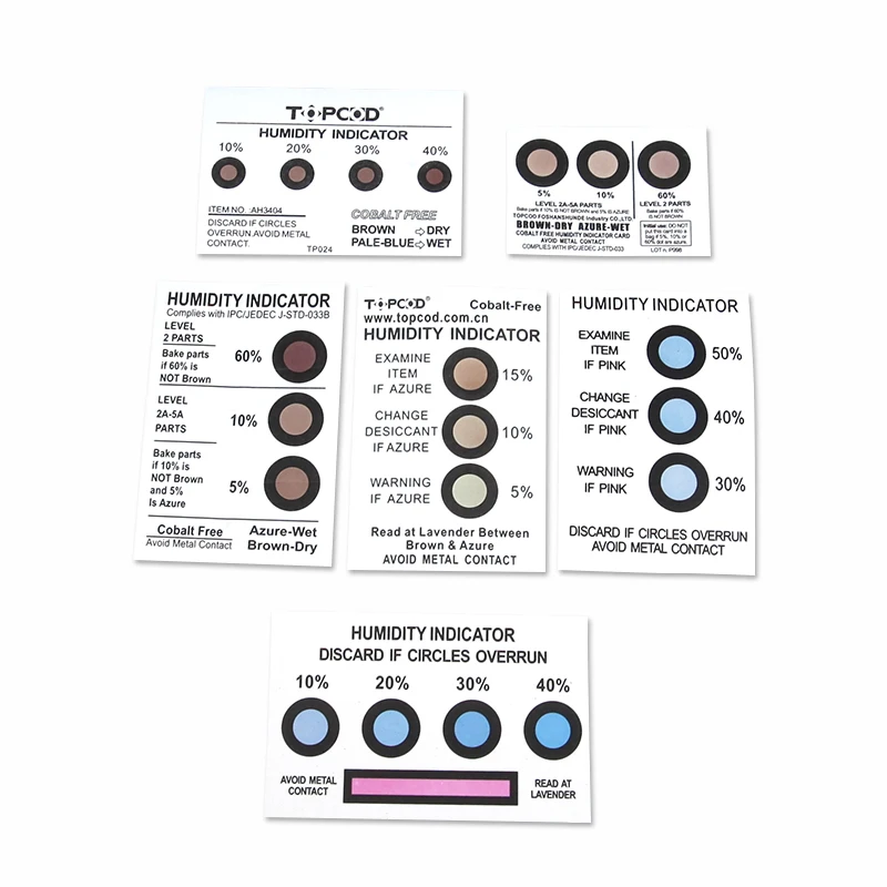 3 dots 5%-10%-60% Cobalt Dichloride Free Blue to Pink Moisture Indicating Card meet J-STD-033