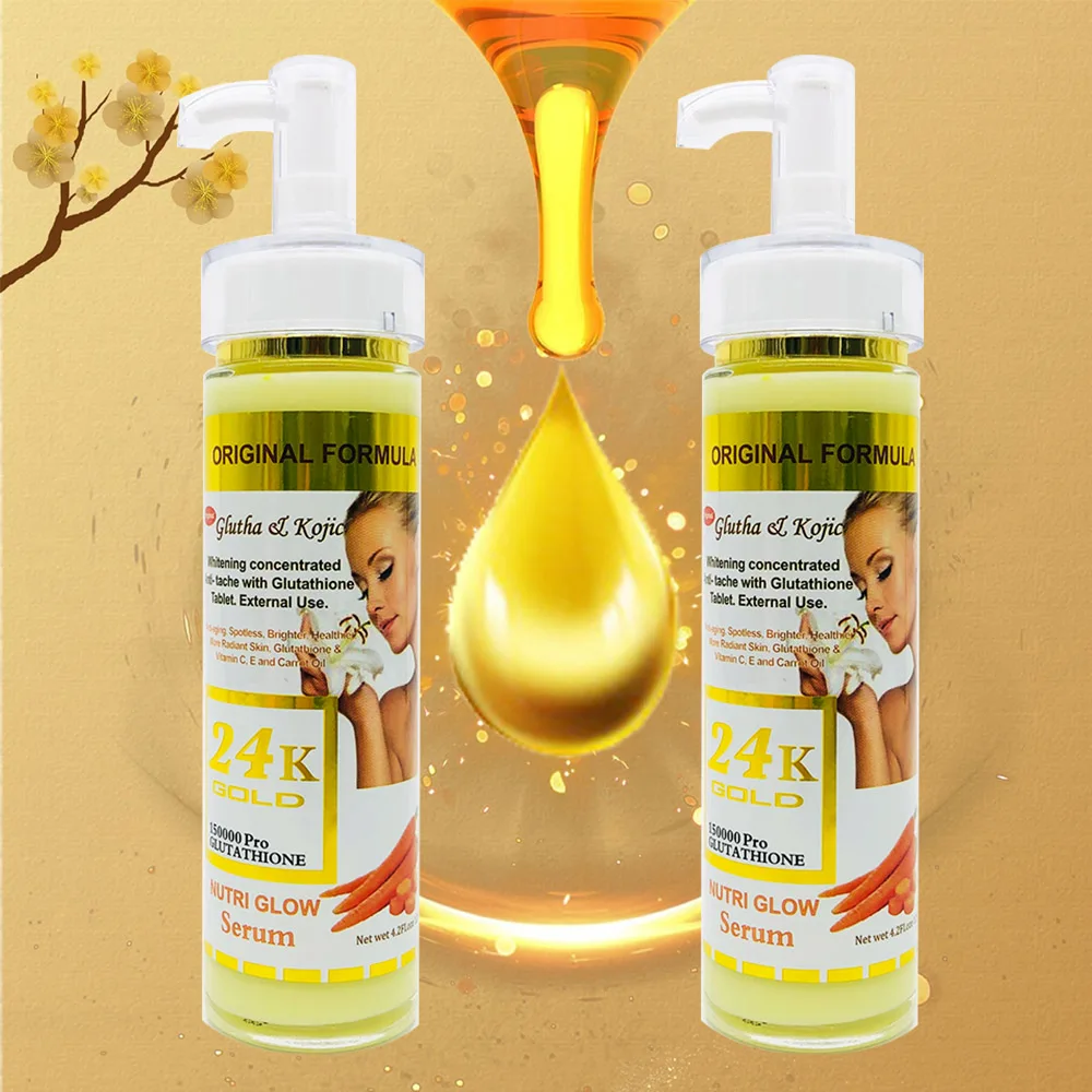 24K Gold Gluta & Kojic Whitening Serum Removing Melasma Freckle Moisturize Natural Face Skin Become White and Younger