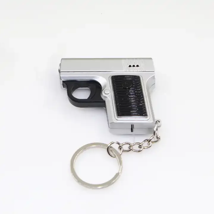 New Promotional Children Toy Plastic LED Hand Gun Keychain with Light and Sound Guns And Weapons Army Keyring light