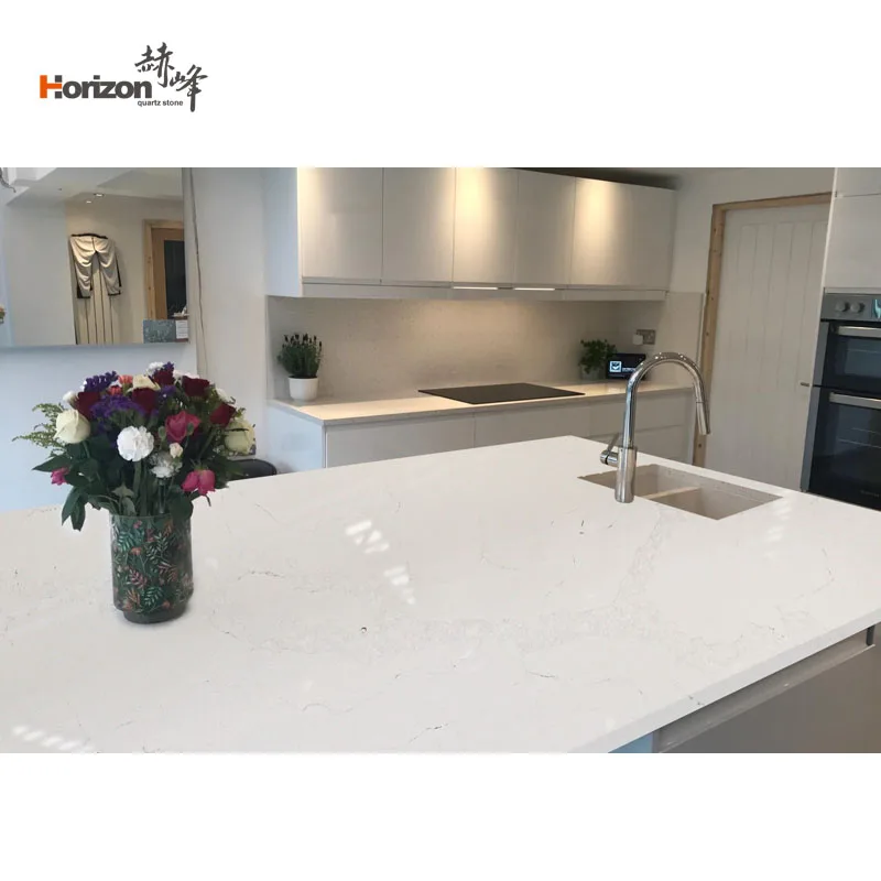 Calacatta White Marble Looks Engineered Stone Artificial Stones Calacatta Quartz Slabs for Kitchen Countertop