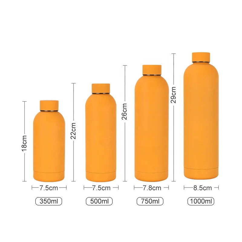Soft Touch 500ml Small Mouth Double Wall Stainless Steel Water Bottles 350ml/750ml/1000ml Rubber Coating Drinking Thermal Flask