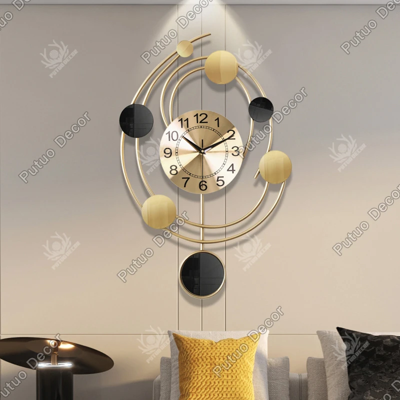 Modern Luxury Wall Hanging Clock Decorative Metal Wall Watch Clock Iron Metal Clock Wall Art Home House Decor Gold