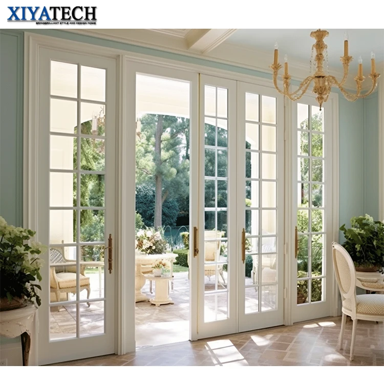 XIYATECH Factory customization modern house interior white aluminium french doors with fiberglass front entry exterior door