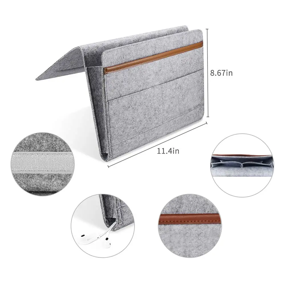 Felt Bedside Caddy Bedside Chair Hanging Storage Organizer for Holding Laptop Magazines