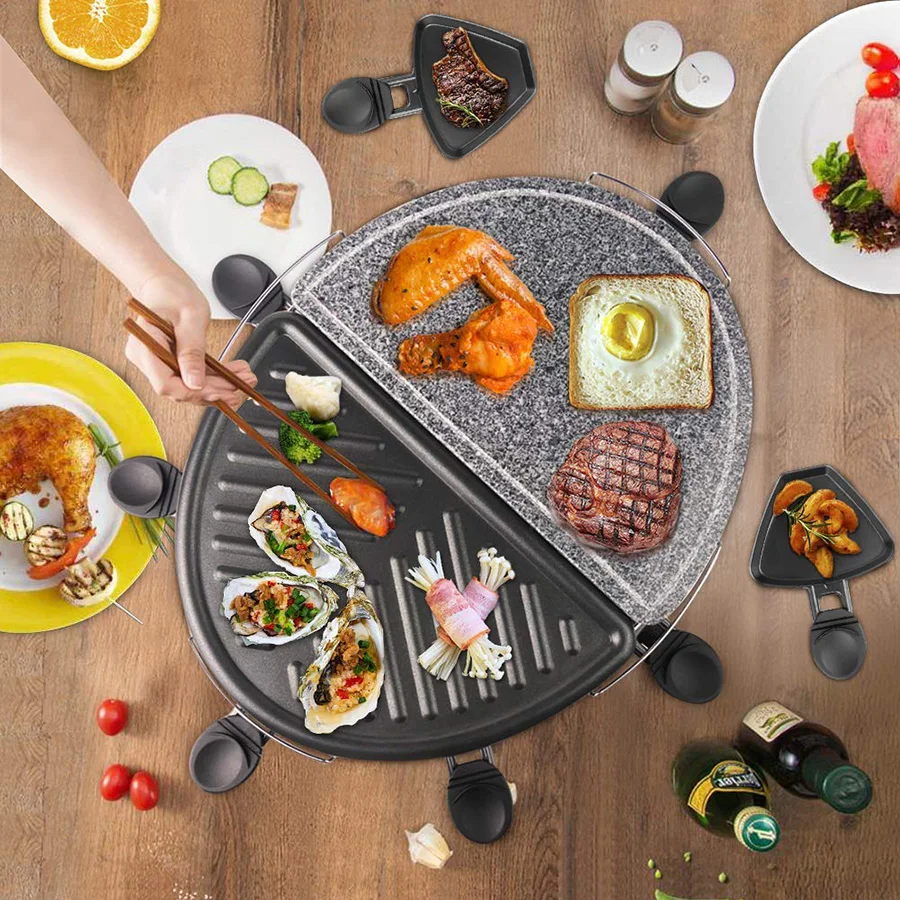 teppanyaki 2-in-1  portable smokeless kebab table Mini bbq Raclette chicken bbq+grills