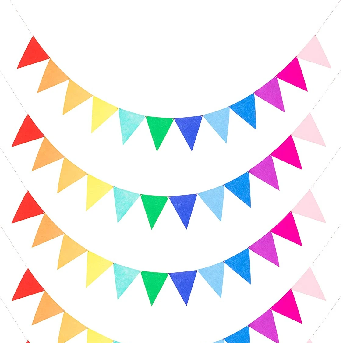  Assembled Rainbow Banners Felt Colorful