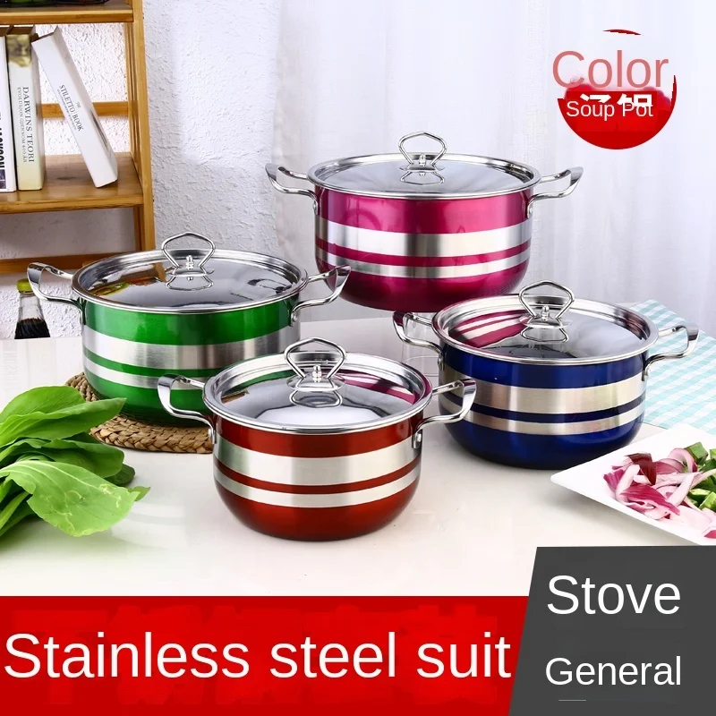 Factory Sale Cookware Set of 8 Piece Cooking Pot Set  Home Kitchen Cookware Stainless Steel with Double Handle