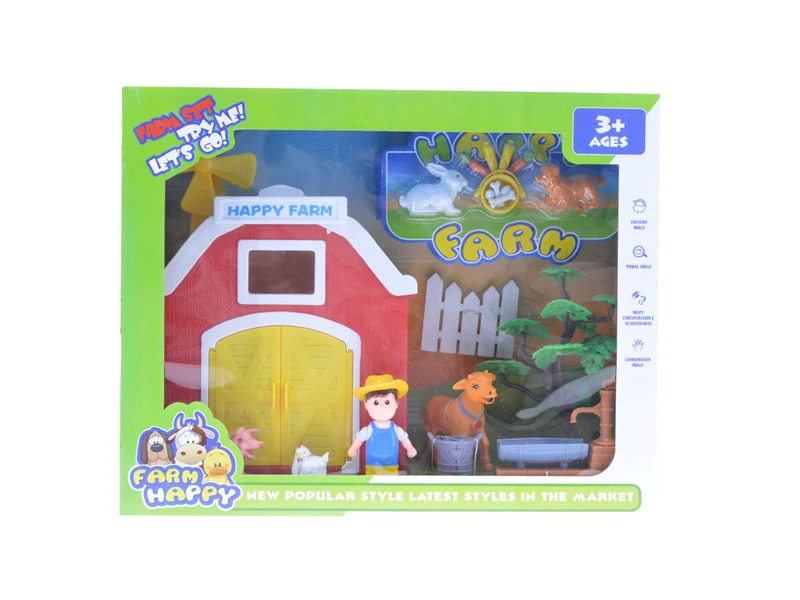 2021 New design Learning Toy Farm Animals Figures Play set & Barn House Fence,Milk Station,Included Farmers,Pig,Cow Hen & Sheep