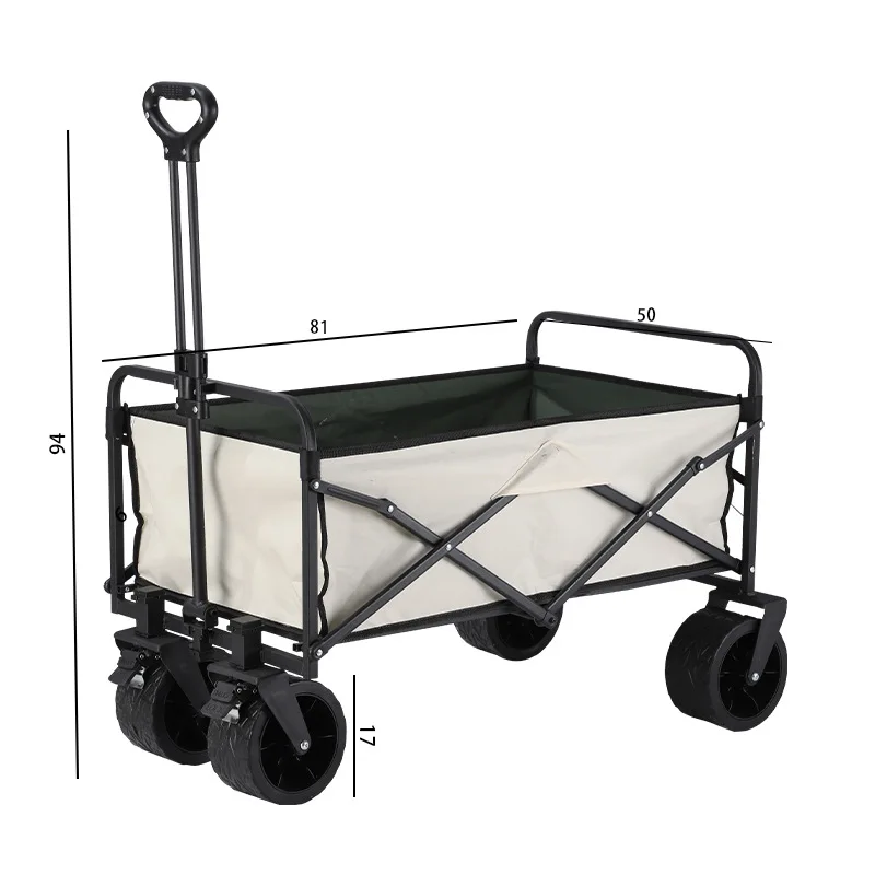 Outdoor Collapsible Off-Road Camping Cart Shopping Trolley Home Pulling Tools Cart 8 Inch Ground Camping Cart