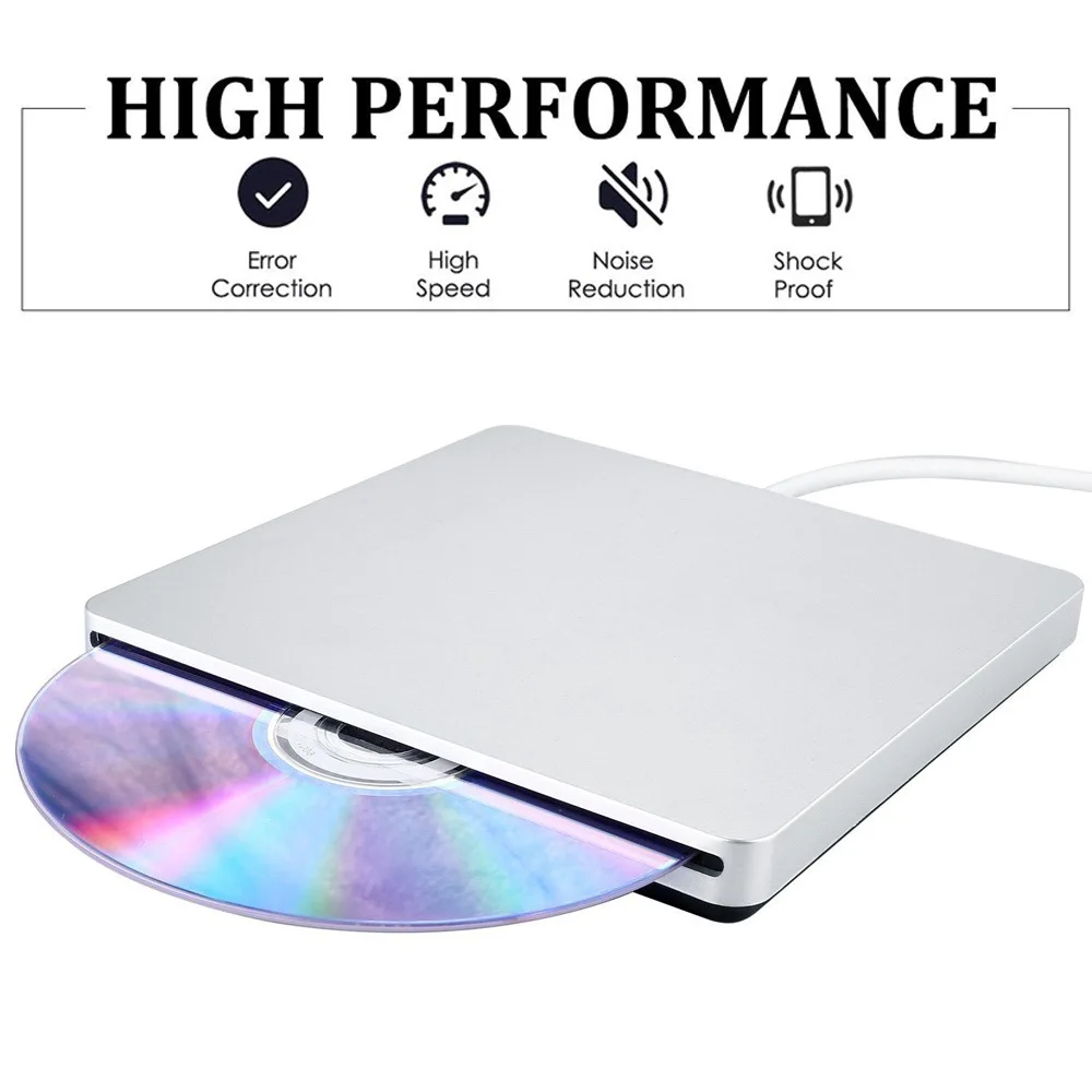 Slim External DVD RW CD Writer Drive Burner USB 2.0 Reader Player Optical Drives For Laptop PC