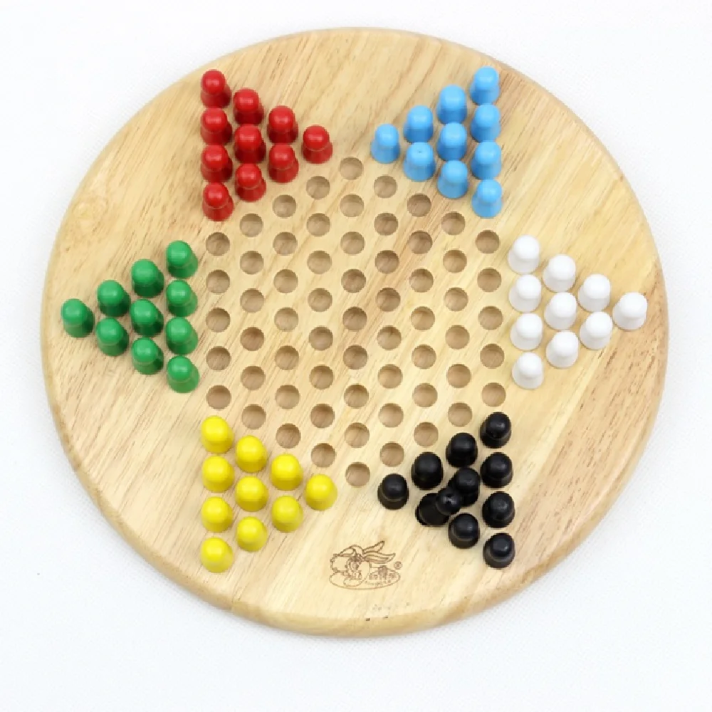 
2 in 1 Indoor Wooden Chinese Checkers Chess Board Game for Family 