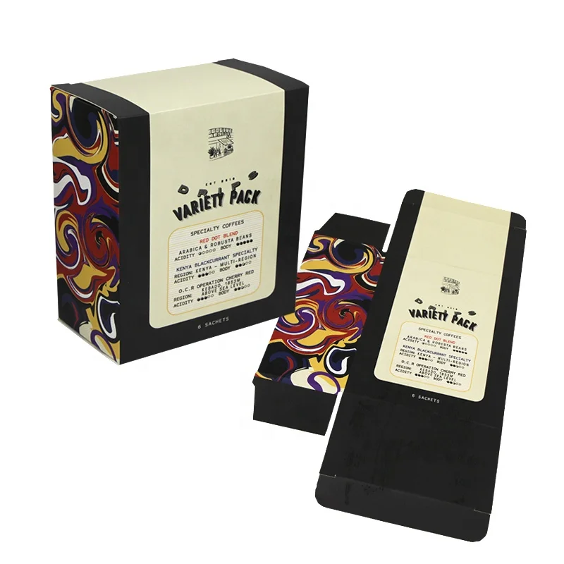 Биоразлагаемые Розничные упаковочные коробки для чайных пакетиков с логотипом под заказ, бумажная коробка для витрин для фильтра капельного кофе