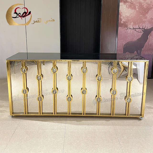 Bar Furniture Stainless Bar Counter Gold Rectangle Wedding Metal Stainless Steel Modern Commercial Furniture Car Bar Table 