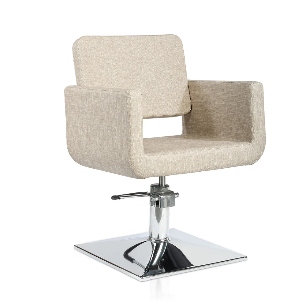 Customized color khaki salon height adjustable hydraulic square styling hairdressing chair