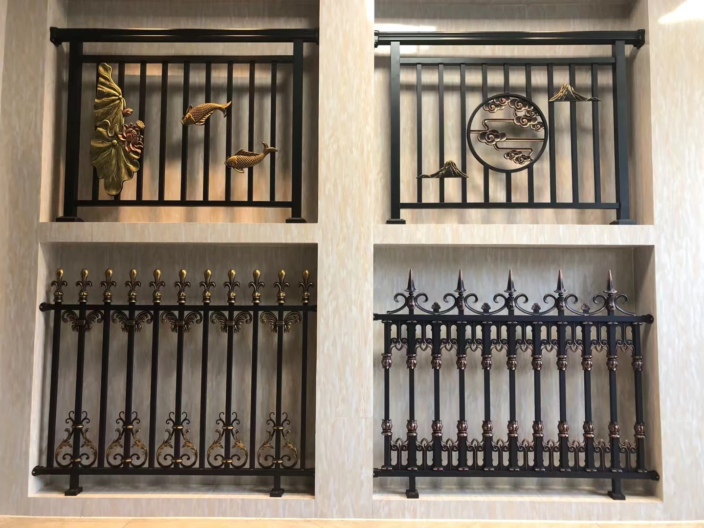 Luxury Black Metal Staircase Modern Baluster Wrought Iron Handrail