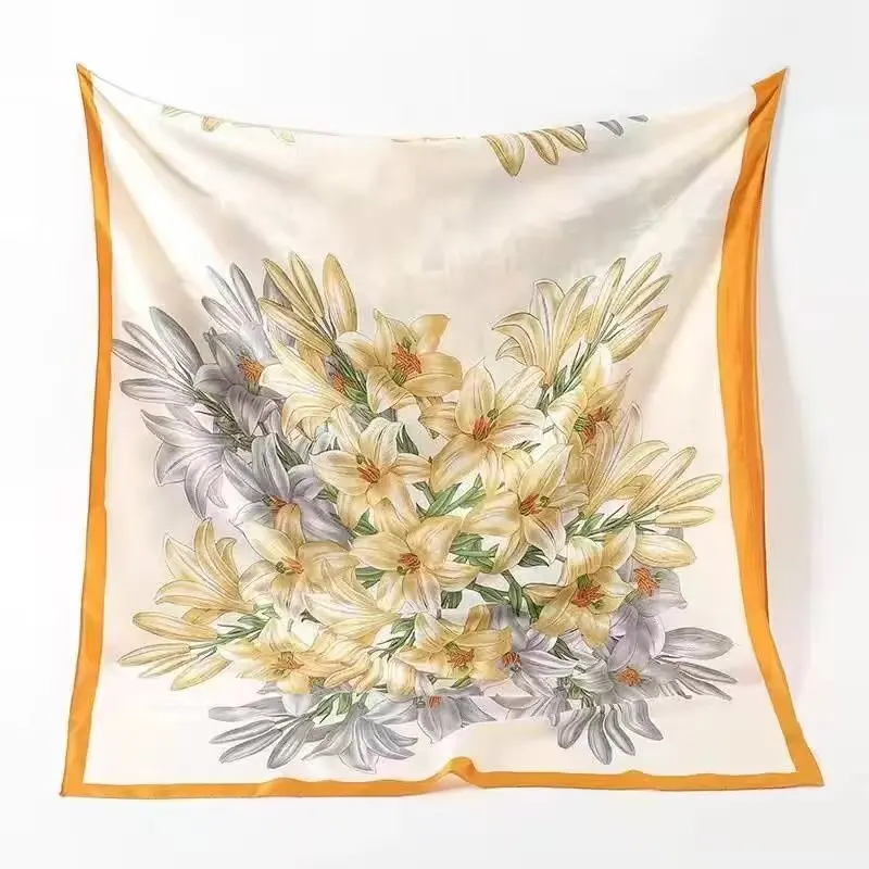 2024 Wholesale Fashion Ladies 100% Silk Head Scarfs Women Printed Silk Scarves Luxury Designer Silk Scarf Famous Brands Hijabs