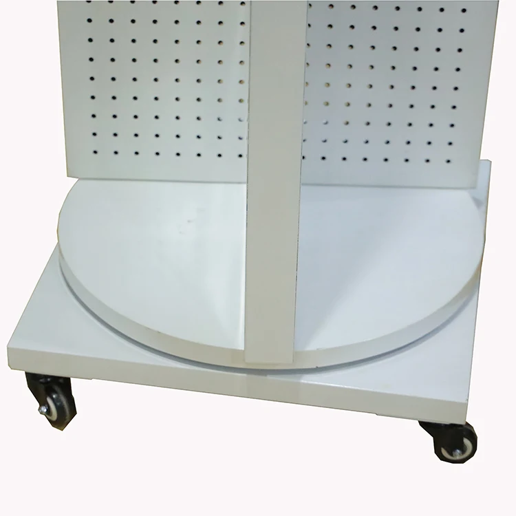 Perforated Back Panel Supermarket Shelf Pegboard Display Stands Storage Racks Shelf With Wheels