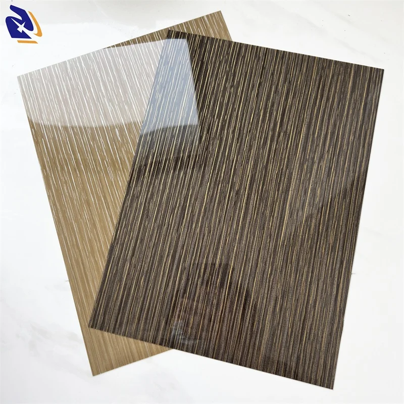 Metallic Wood Grain Design PETG Decorative Film  for Wall High Glossy PET Decor Sheet 4H Hardness for Cabinet Wardrabe