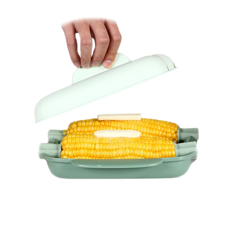 Microwave Sweet Corn Cooker,Corn Steamer With Vented Lid,2 Rooms Corn And Potato Steaming Tool With Fixing Screws