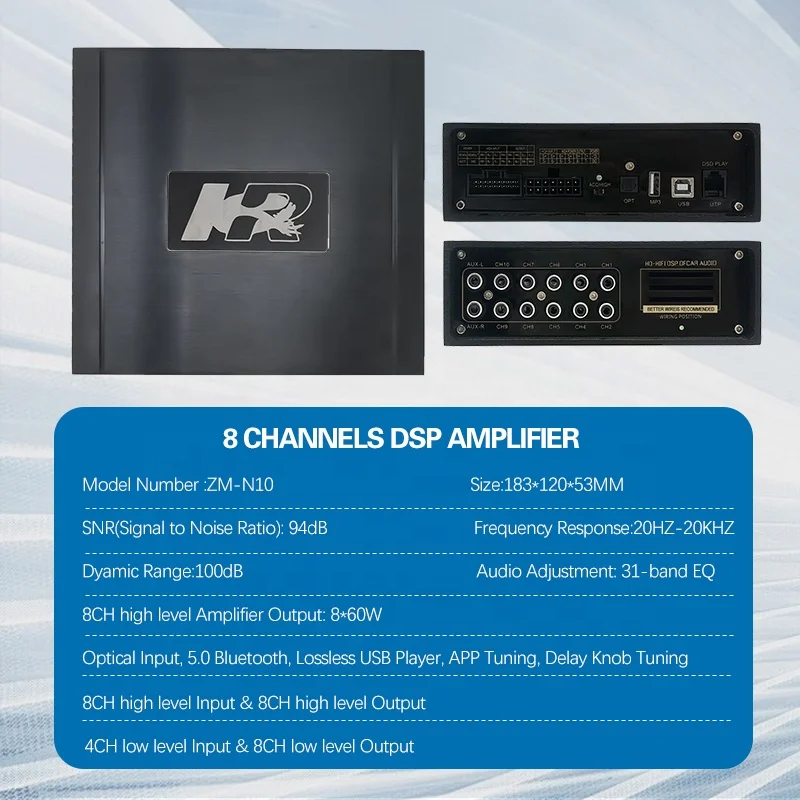 Oem Customization Auto Electrical System 8 Channel Subwoofer Amplifier Competition Car Mono Dsp Processor