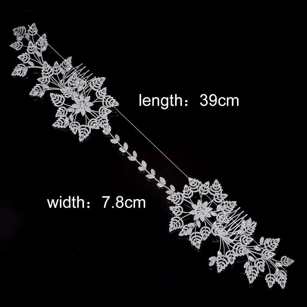 Zirconia Hairband Leaf Hair Comb Double Side Headwear Pins Luxury Wedding Headpiece Handmade Bridal Hair Accessories BC4740