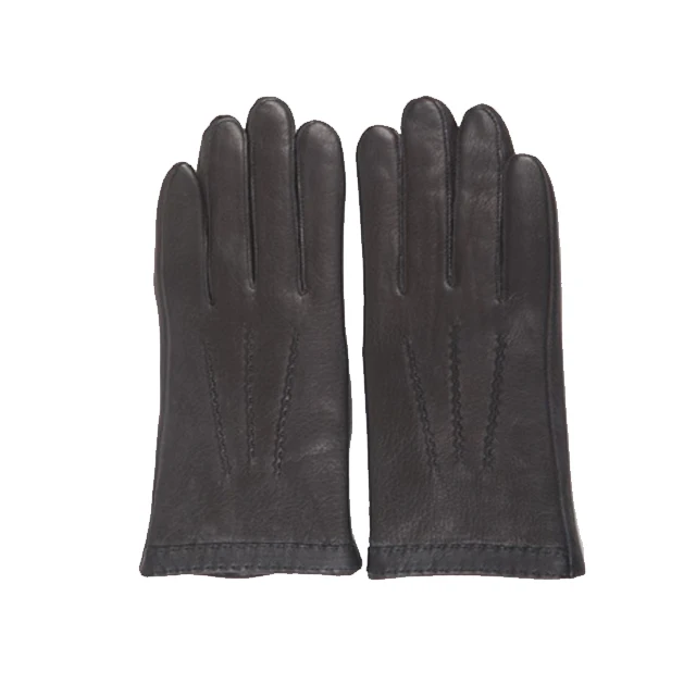 Модные зимние теплые мужские кожаные перчатки из оленьей кожи для вождения