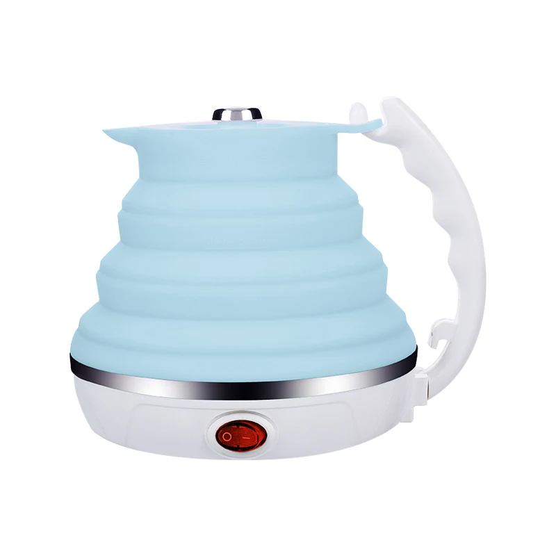 HSUEL 555ml Dual Voltage Electric Kettle Food Grade Silicone Travel Foldable Separable Power Cord Keep Warm Household Use