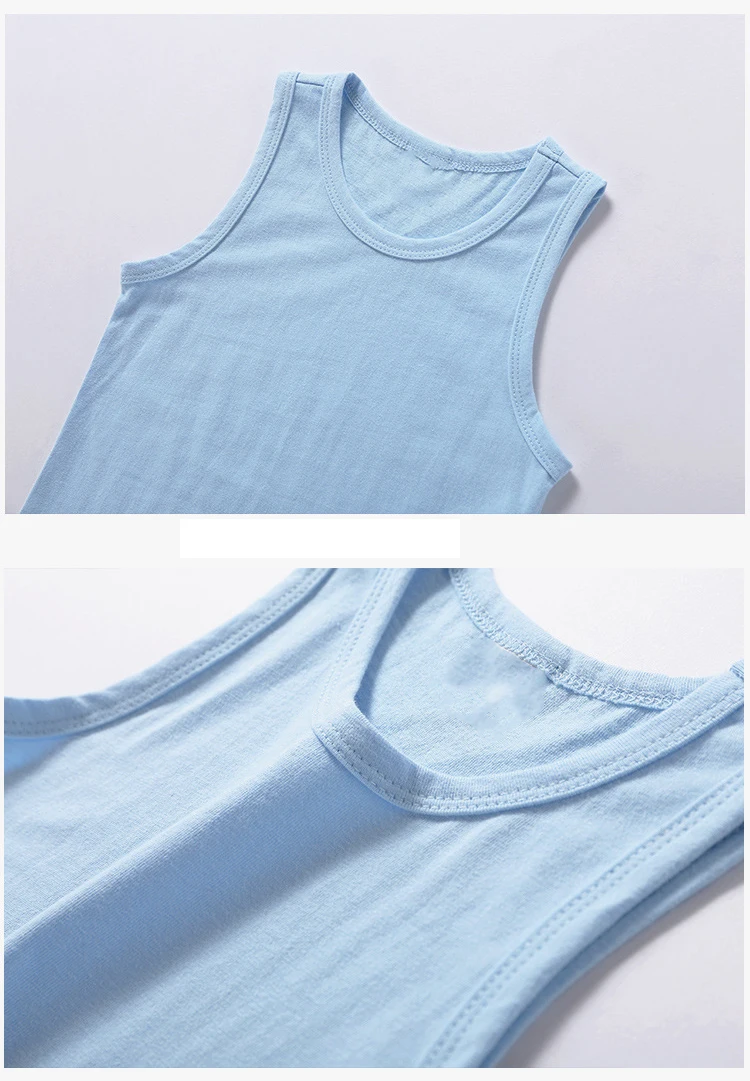 High quality solid candy color kids girls o neck fitness undershirt boys tank top sleeveless tshirt vest