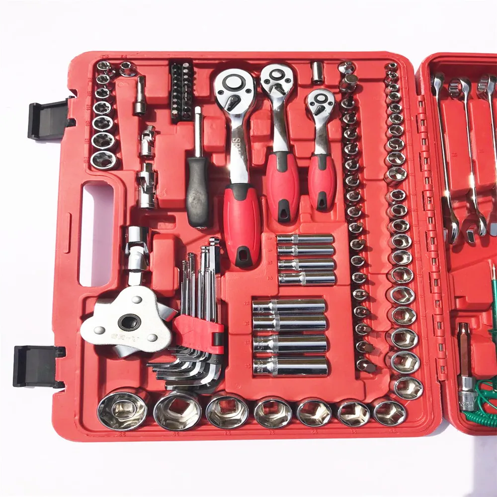 Hot Sale 121pc Professional Socket Set 1/2' 1/4' 3/8' Drive Ratchet handle Extension bar socket with color tape tools set