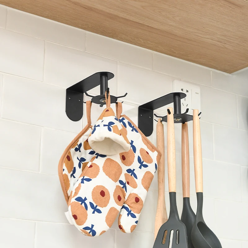 OEM/ODM Kitchen Hooks Metal Wall Mounted Rotatable 6/8 Hooks Kitchen Hanging Rotating Hooks