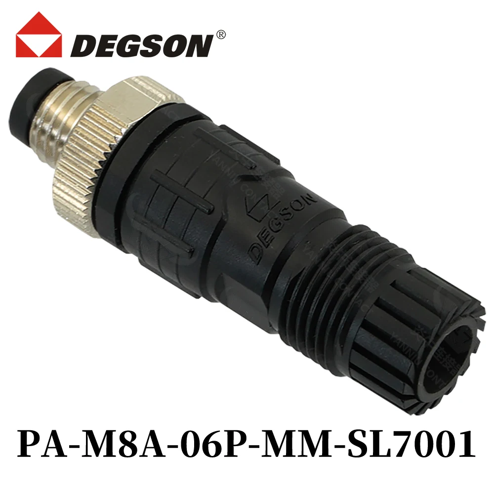 1PCS DEGSON PA-M8A-03P-04P-06P-08P-MM-FF-SL7001 Circular Connector M Series Field Mounted Male Straight M8 Soldering Connector