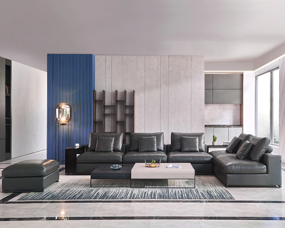
Hot sale living room furniture modern European leather sectional sofa 