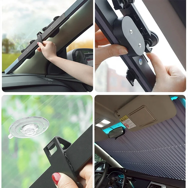 Amazon new product front windshield car sunshade sunscreen insulation automatic retractable blackout curtain