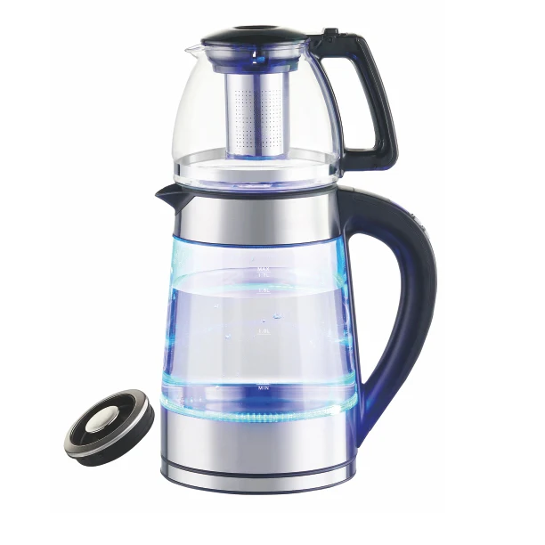 Popular Electric Kettle 2.2l Double Tea Pot Glass Tea Maker with Extra a Tea Filter Can Use as a Single Digital Kettle