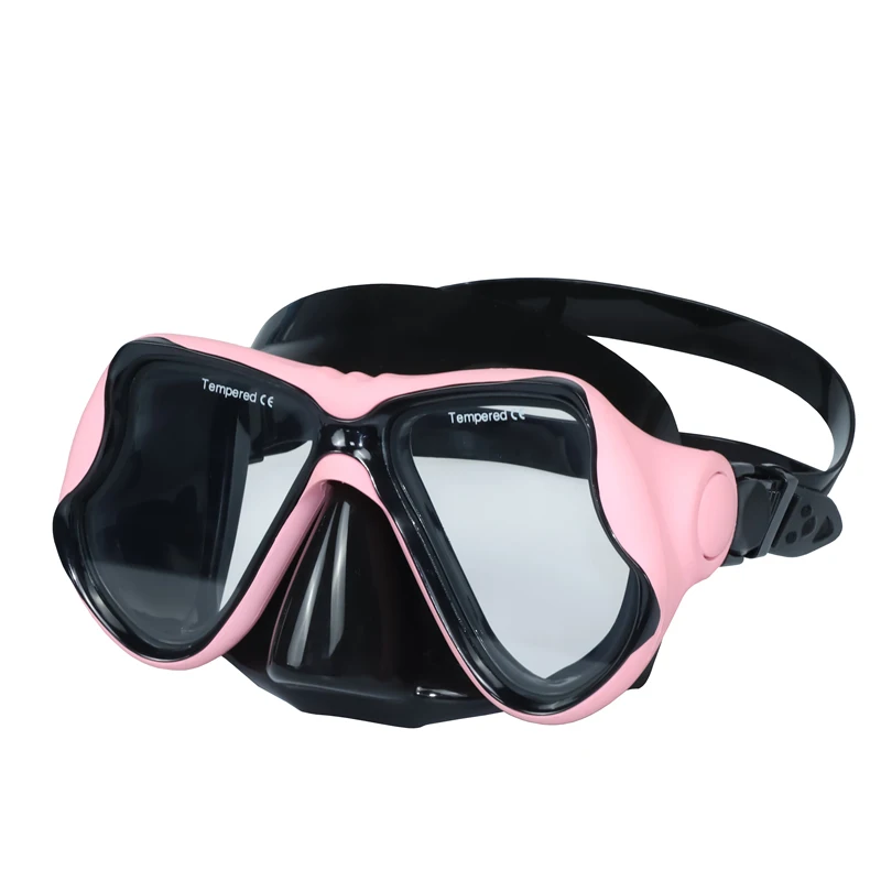 Fashion Design Tempered Glass Lens Silicone Skirt and Strap Scuba Diving Mask for Snorkeling