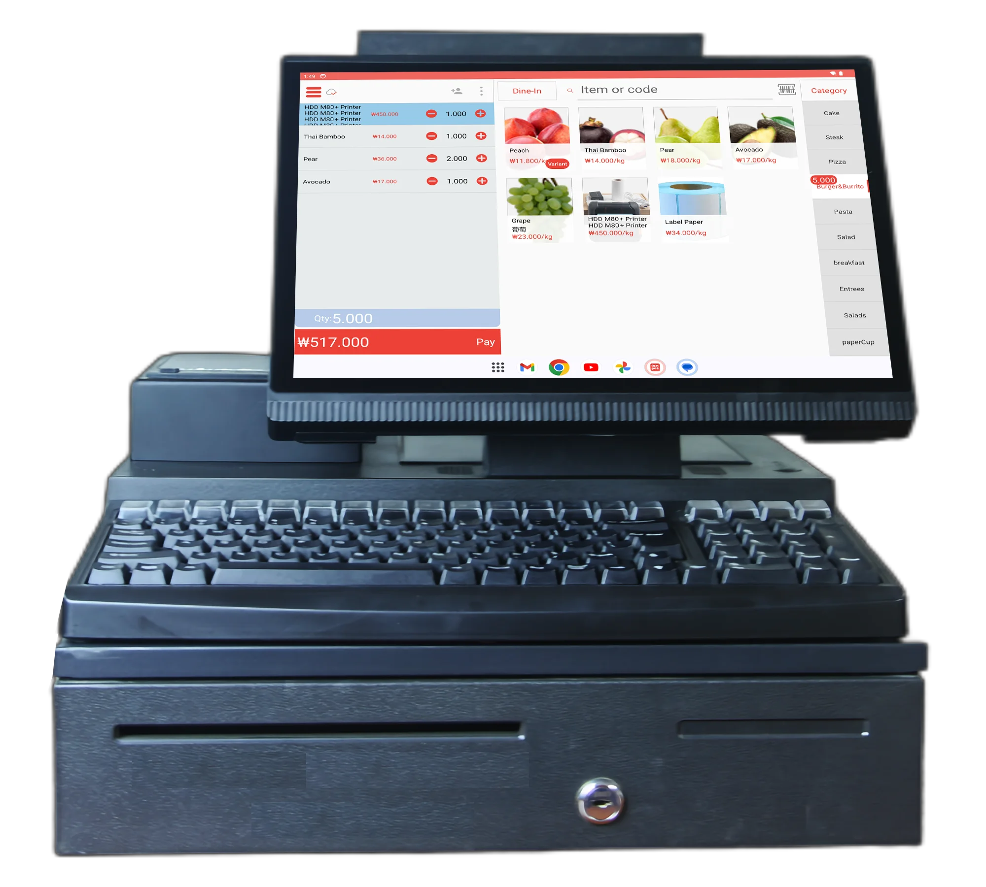 Многофункциональный платежный киоск Android & Windows POS включает в себя денежный ящик и клавиатуру