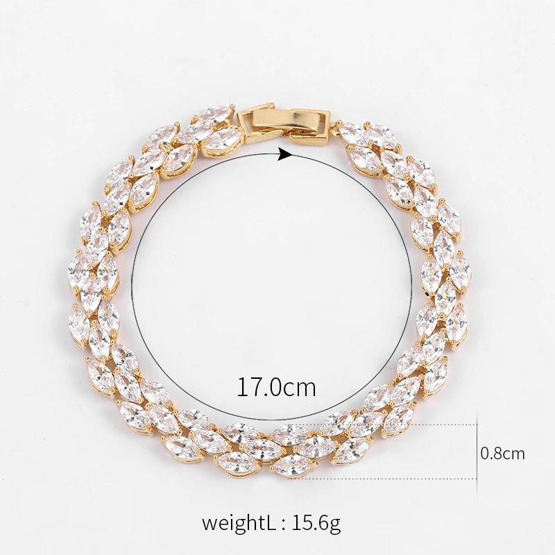 High Quality Brilliant Marquise Cut Cubic Zirconia CZ Zircon Crystal Bridal Wedding Tennis Bracelet