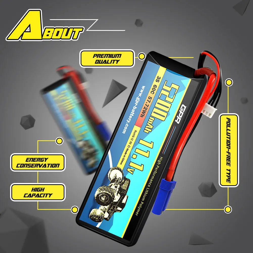 OEM/ODM 5200 мАч 3S высокая скорость 60C 11 1 В Lipo батарея с разъемом EC5 для RC Дрон вертолет гоночный автомобиль