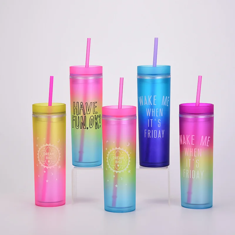 16Oz Color Changing Clear Tumbler Drinking Cups With Lid And Straw