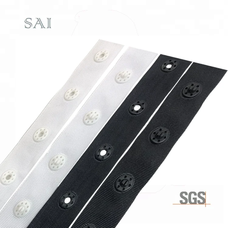 18mm Tape Width with Dyeable Colors Fashion Plastic Round Snap Tape