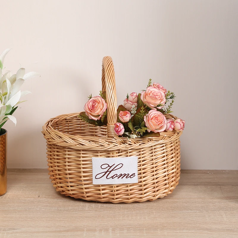 Widely Used Woven Willow Wholesale Empty Weave Handle Picnic Hamper Basket With Lid Gift Food Storage Basket