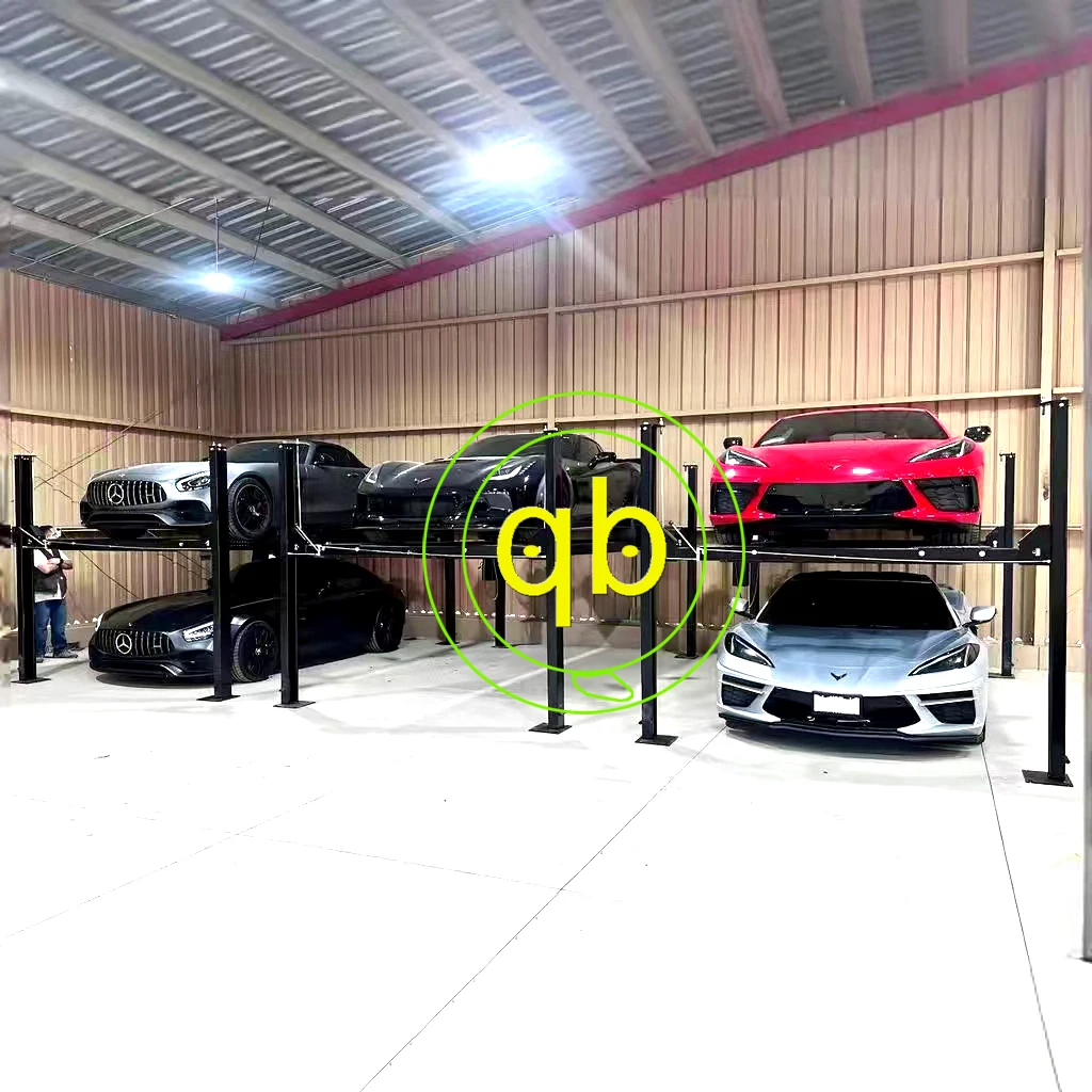 4-Post 2 Level Mechanical Vertical Car Parking Lift System Hydraulic House Family Garage Hoist Equipment Platform Car Lifter