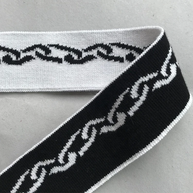 
Full Cotton Double-sided Jacquard Knitted Rib Collar And Design Flat Chain Pattern Collar For Clothing Accessories 