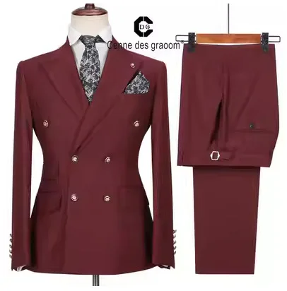 High Quality Custom Blue Dark  Double Breasted Men  Suit for  Slim Fit  two Piece