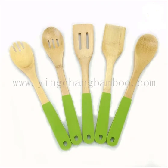 Bamboo Silicone Spatula Set Kitchen Utensil Cooking Spoon Kitchen Utensils