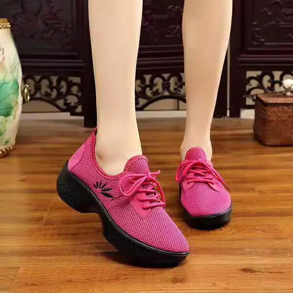 Оптовая продажа, сетчатая обувь без шнуровки с воздушной подушкой для женщин и девушек, легкая обувь для современных джазовых танцев, Женская прогулочная обувь на платформе, носки, кроссовки