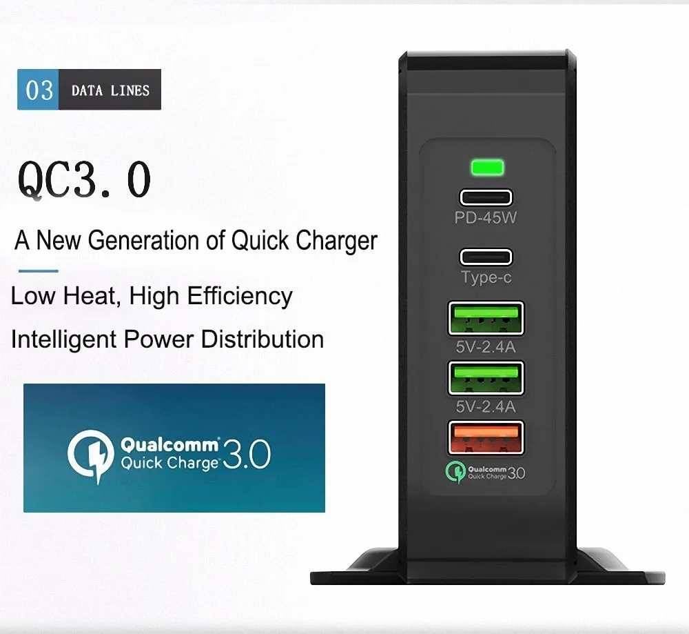  75 Вт быстрое зарядное устройство PD Type-C USB для Samsung A50 A30 iPhone Huawei планшет QC 3 0 стандарта ЕС США Великобритании штекер