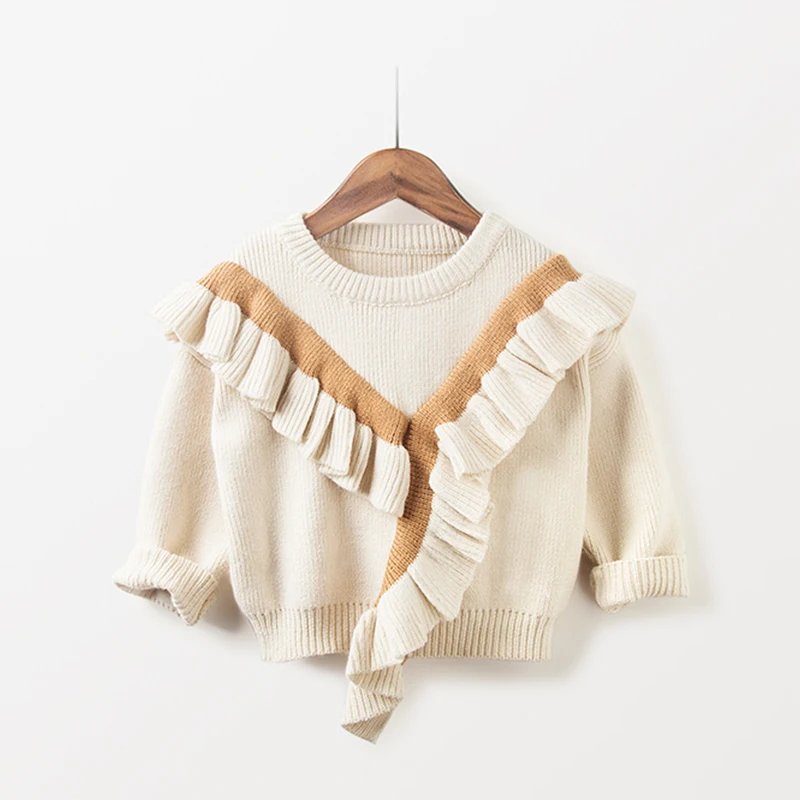 
Wholesale latest new lovely children clothes comfortable cotton tops cute ruffle girls stylish knitted pullover sweater 